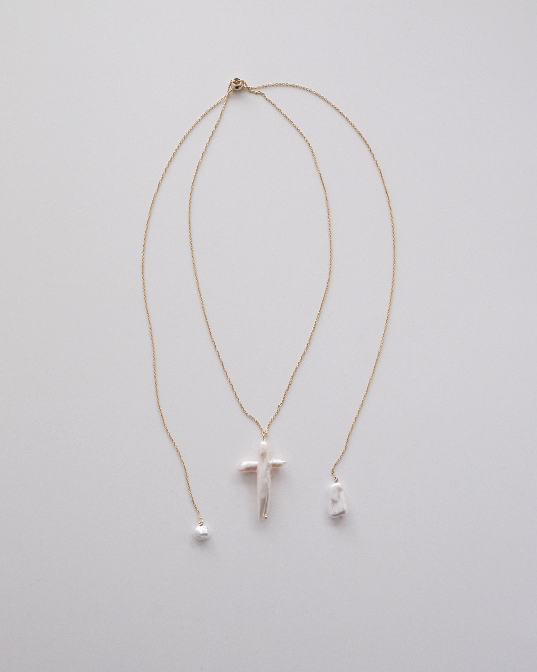 cross pearl mixネックレス un+frame ネックレス pearl mix ball chain necklace／パールMIX