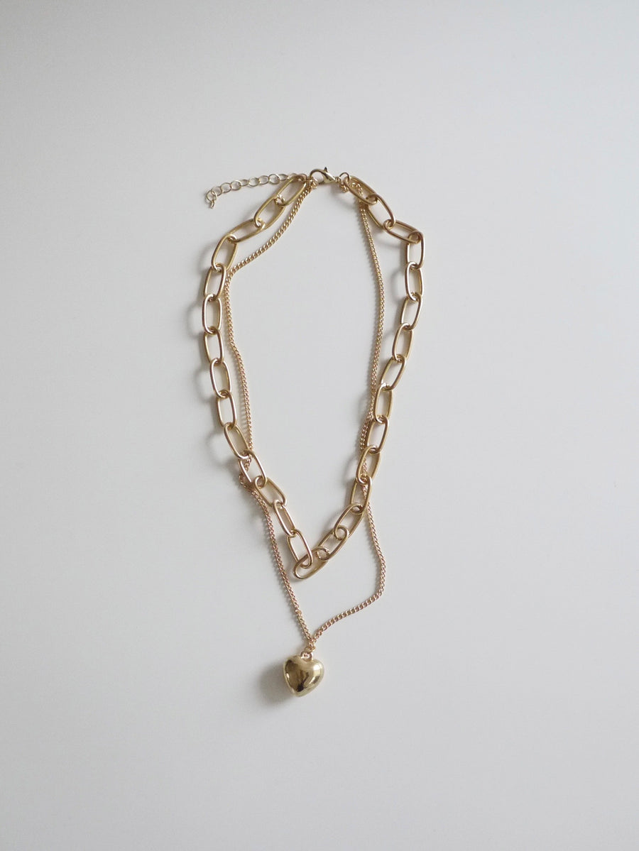 Double Chain Heart Necklace ＊＊＊